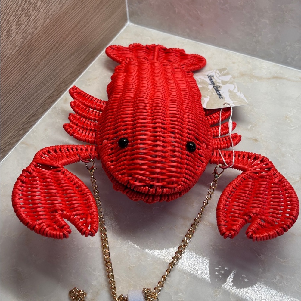 NWT Tommy Bahama Red Lobster-Shaped Woven Bag